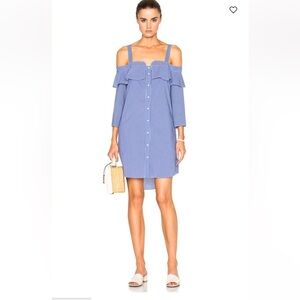 Blue Striped Off-Shoulder Dress